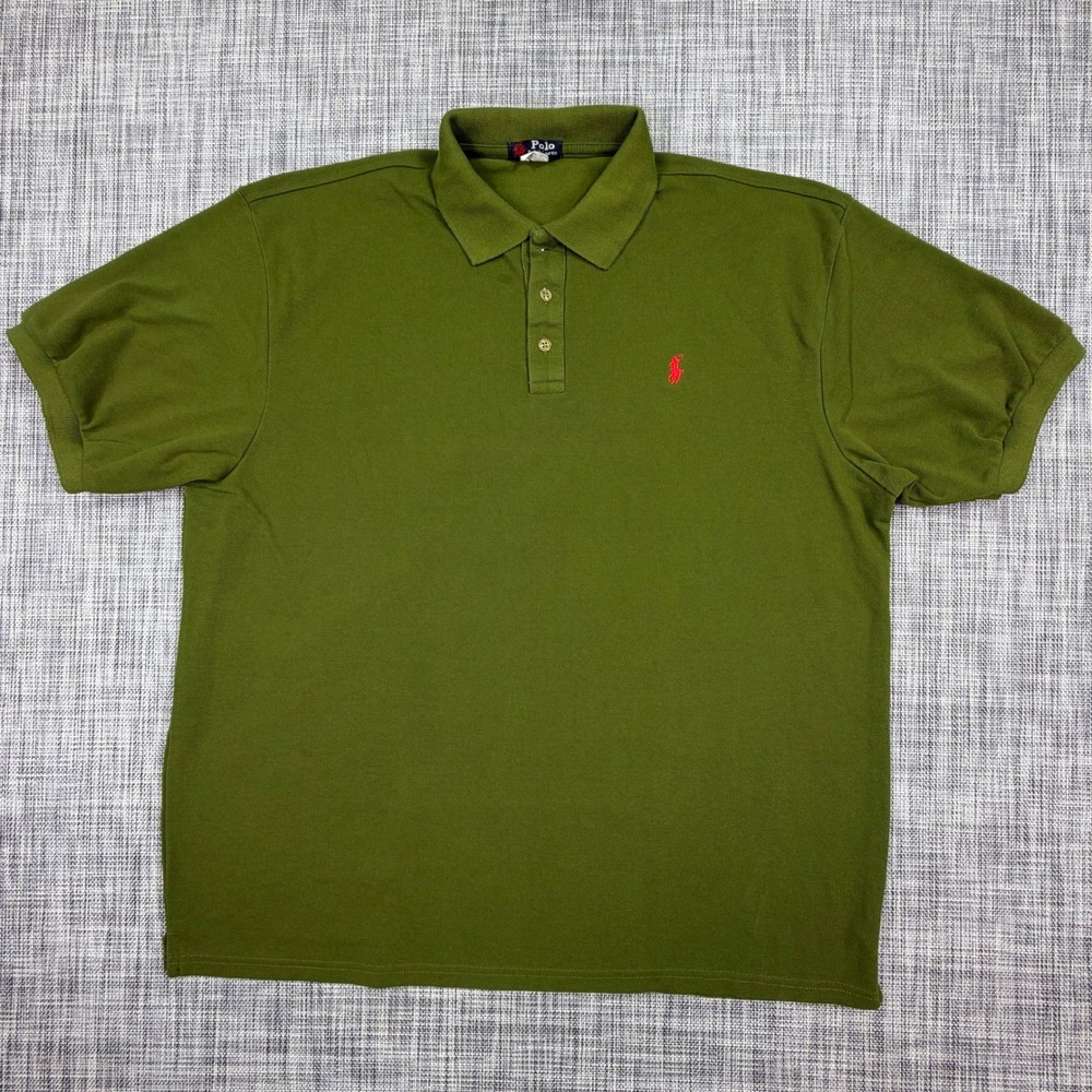 Polo Ralph Lauren Mens Short Sleeve Cotton Pique Polo Shirt Olive Green Size 4XL